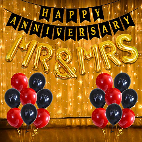 Party Propz Happy Anniversary Decoration Items with LED Light Banner
