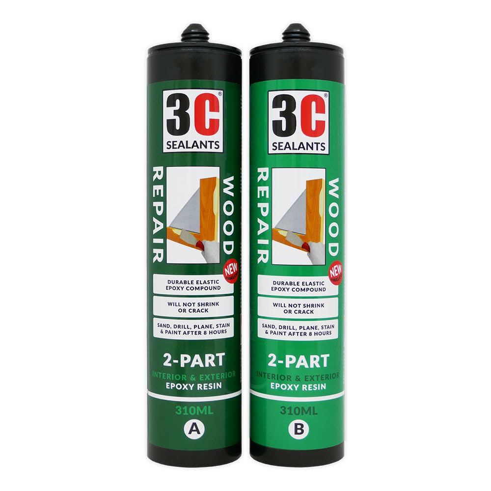3C Sealants Wood Repair 2-Part Filler 620ml – Long Lasting, Heavy Duty Wood Filler for Durable Repairs & Restoration Projects