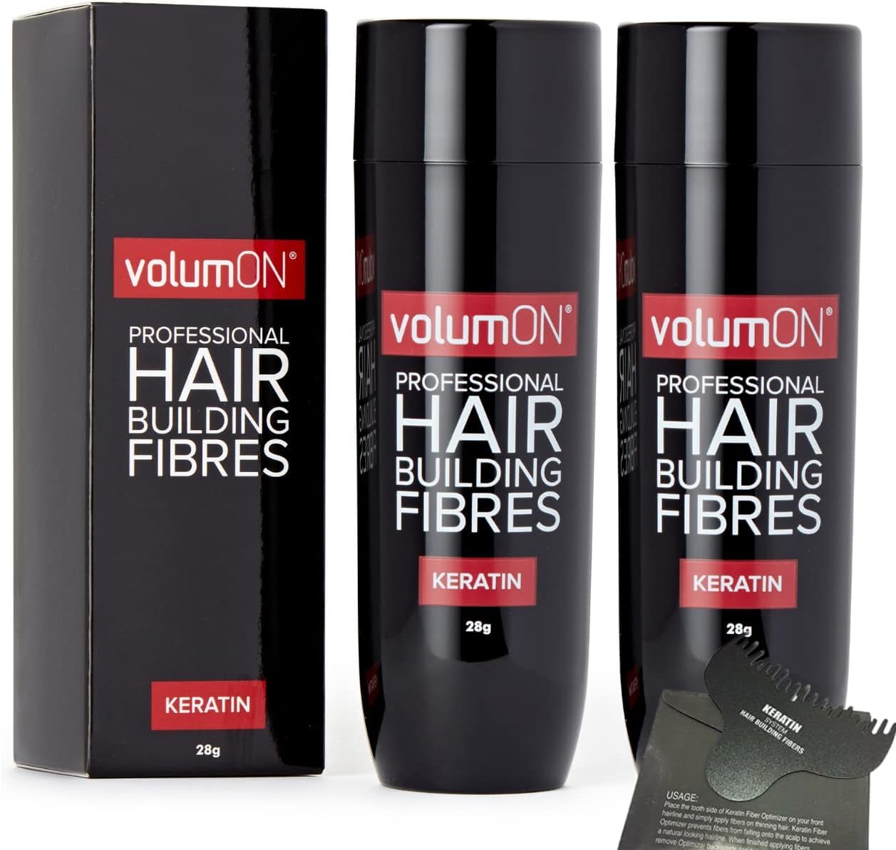 Hair Fibres x2 VOLUMON Keratin Hair Building Fibres for Thinning Hair - Instantly Conceals Thinning Areas for Fuller Thicker Hair - For Men & Women 28g x2 (Medium Brown)