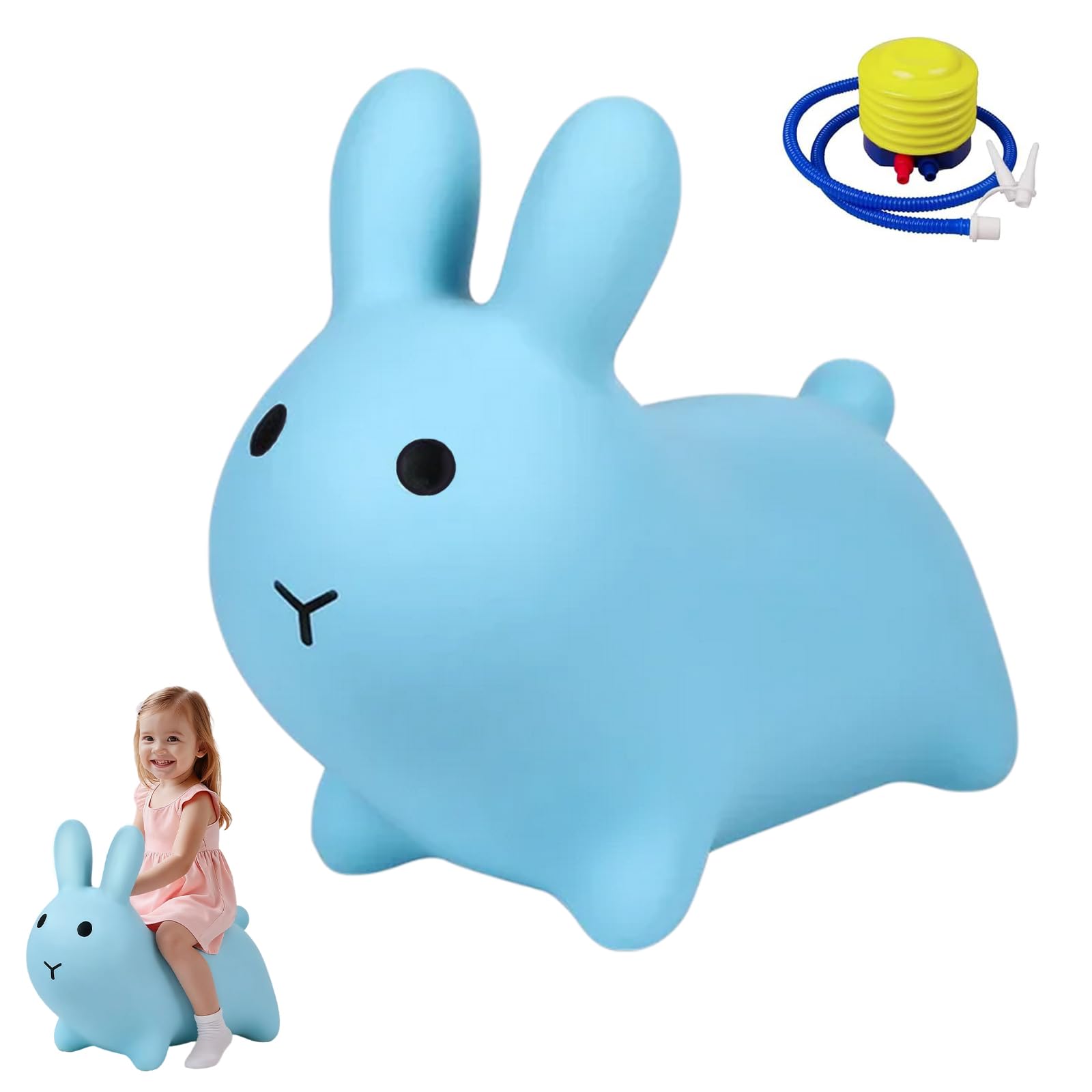 Animal Space Hopper for Toddlers and Kids Inflatable Bunny Bouncy Horse Cute Rabbit Jumping Horse Hopping Toys Bunny Gift for Christmas Birthday Children's Day Easter with An Air Pump
