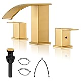 BRAVEBAR Gold Waterfall Bathroom Faucet 3 Holes