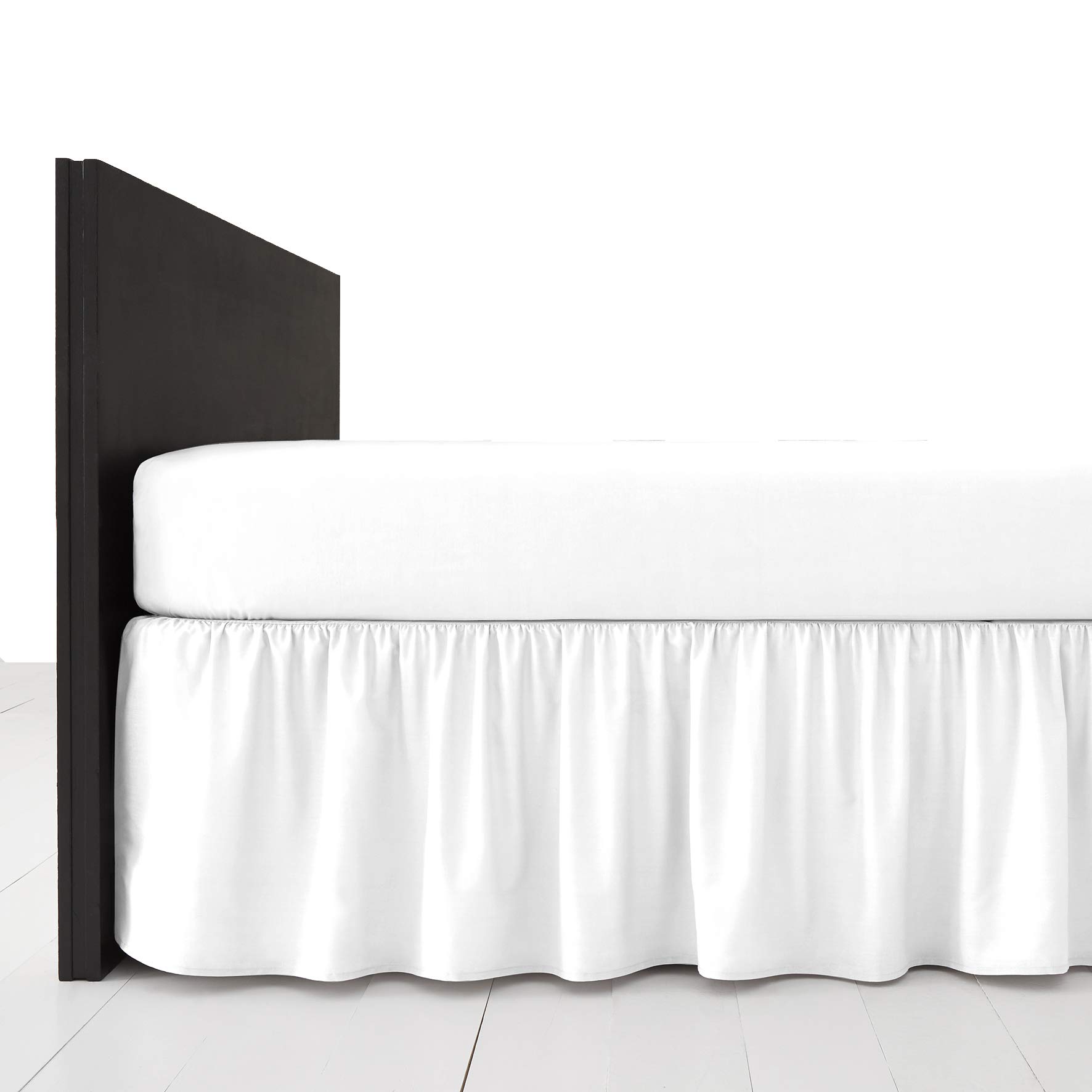 AmigoZone Plain Pollycotton Frilled Bed Base Valance Sheet (White, Super King)