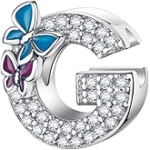 Complete A~Z Alphabet Charm Letter Beads, Solid 925 Sterling Silver with Cubic Stones Flower Butterfly fits European Bracelets Necklace Women Jewelry Gift Options