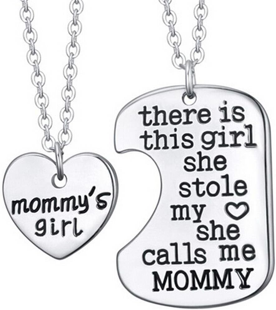 BlingYou reg;2 Pcs Super Cute Father Daughter Little Heart Joint Necklace Set Daddys & Daughter Best Gifts Father's Day Gift