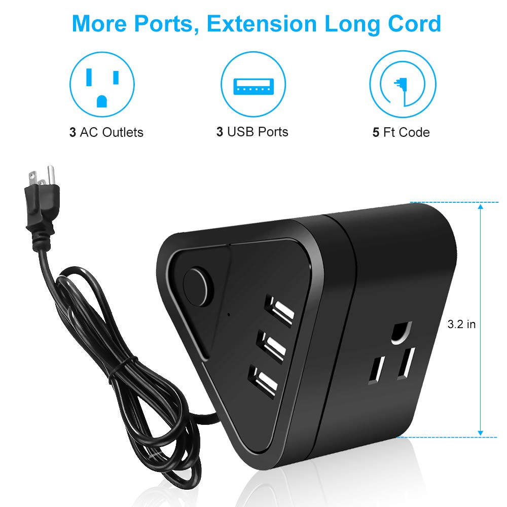 Mua Small Power Strip with USB , PowerPort Cube with 3 Outlets and 3