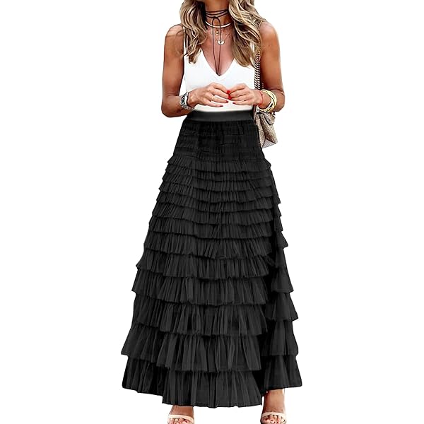 Amazon.com: Women's Long Maxi Tulle Skirts A Line High