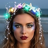 CASDRE Light Up Starfish Headband LED Seashell Mermaid Headpiece Pearl Beach Hair Accessories for Women (Colorful Light, One Size)