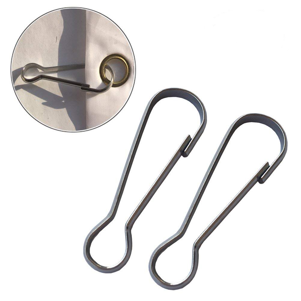 Huouo 6 Pcs 2 Inches Flag Pole Snap Clip Hooks Stainless Steel Flagpole
