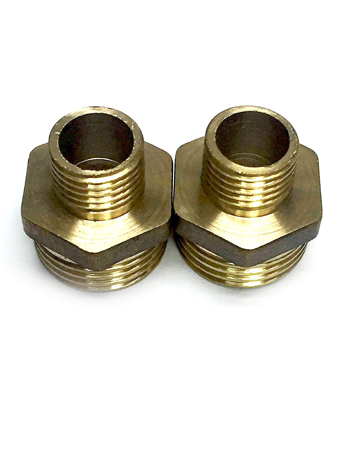 VEDA 2 pecs Brass Hose Tap Connector Male Thread Plumbing Water Pipe Adaptor Fitting 13 Sizes (1/2" BSP to 1/4" DN15 to DN8)