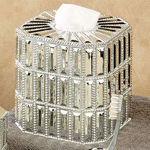 nu steel Glitz Collection Boutique Tissue, Square Shape, Paper Facial Tissue Box Holder for Bathroom Vanity Countertops, Bedroom Dressers, Nightstands, Desks and Tables, Resin with Chrome Finish