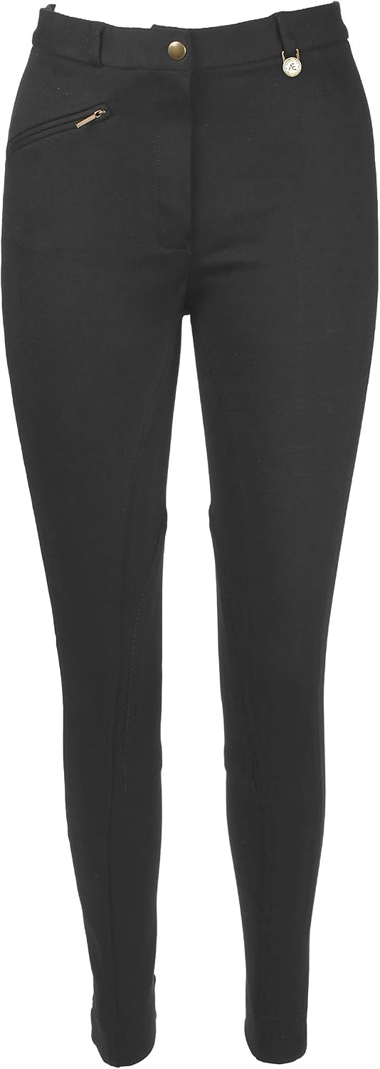Avon Equine Women's Cotton Lycra Jodhpurs JODPHURS JODS Soft Knee Patch Equestrian 4 Way Stretch Ladies Horse Riding Pants (Grey, 24)