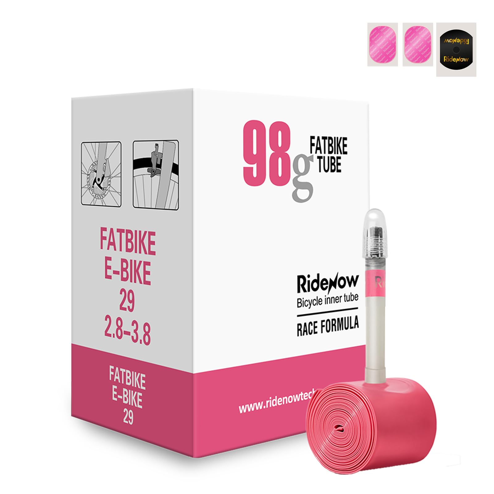 Photo 1 of RideNow Fat Tire Bike Inner Tubes 1-Pack, 20"/24"/29" x2.8-5.0 TPU Inner Tubes with 45mm Presta Valves, Lightweight & Puncture Resistant Bicycle Inner Tube(Include Bike Tube Patch Repair Kits)
