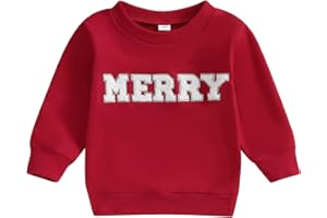Lucikamy Toddler Baby Boy Girl Christmas Sweatshirt Letter Print Long Sleeve Crewneck Pullover Top Fall Winter Clothes