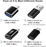 Mepsies USB C Adapters 4 Pack USB C OTG USB 3.0 Micro USB to USB C Males/Females view 2