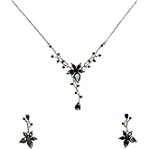 Faship Gorgeous CZ Crystal Floral Necklace Earrings Set