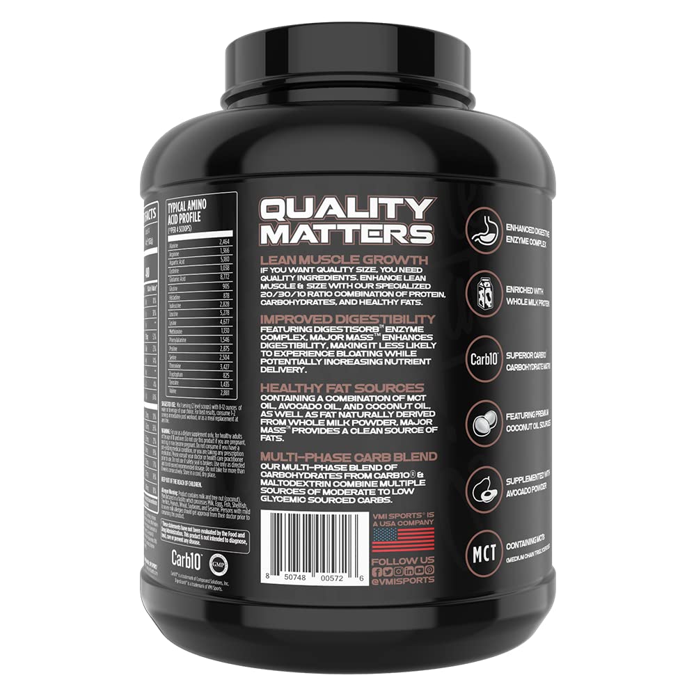VMI Sports | Major Mass Lean Mass Gainer | Mass Gainer Protein Powder for Muscle Gain | Weight Gainer Protein Powder for Men | Weight Gainer for Women (Chocolate Milkshake)