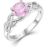 STARCHENIE Celtic Knot Promise Ring for Women 925 Sterling Silver Engagement Wedding Band with Birthstone (Size 5-10)