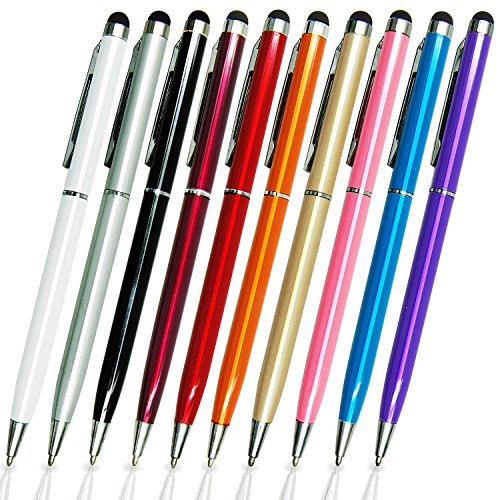 9 Pack Stylus Bundle of 5.5-inch Colorful Universal 2 in 1 Capacitive Multi Touch Screen Stylus Ball Point Pen Set Screen Tablet Mobile Cell Phone PDA Styli Pens