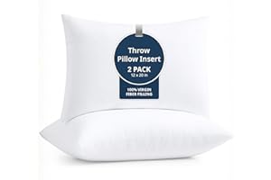 12x20 Pillow Insert - Pack of 2 White Decorative Pillows for Sofa Bed, Fluffy Pillow Inserts for Cushion Covers, Bed, Couch P