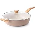 SENSARTE Ceramic Nonstick Frying Pan Skillet with Lid, 10.5 Inch Deep Frying Pan, 3.8 Qt Saute Pan, Induction Pan, Healthy Non Toxic Cooking Pan with Helper Handle, PFOA PFAS PTFE Free