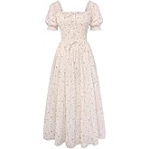 Scarlet Darkness Women 2026 Floral Dress Cottagecore Cotton Dresses Short Sleeve Square Neck Smocked Dress