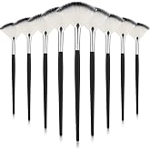 Maitys 9 Pieces Facial Fan Mask Brushes, Black and Silver | Facial Brushes Esthetician, Fluffy Face Mask Applicator, Wooden handle, Soft Bristles, Easy to clean, No shedding