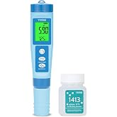 YINMIK Water pH Meter, Digital 4 in 1 pH Temp EC TDS Meter for Hydroponics | PH Conductivity PPM Tester with EC Calibration Liquid, Suit for Growing Nutrients,Reservoir Tank,DWC,Brewing,Pool, Aquarium