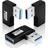 Poyiccot USB 3.2 Adapter 90 Degree, USB Extender 10Gbps Type A Extension Adapter, 3-Pack Right Angle Type A Male to Female Ad