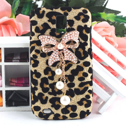 Bling Diamond Gold Bow Leopard Hard Case Cover For Samsung Galaxy S2 II T989 T-Mobile Phone