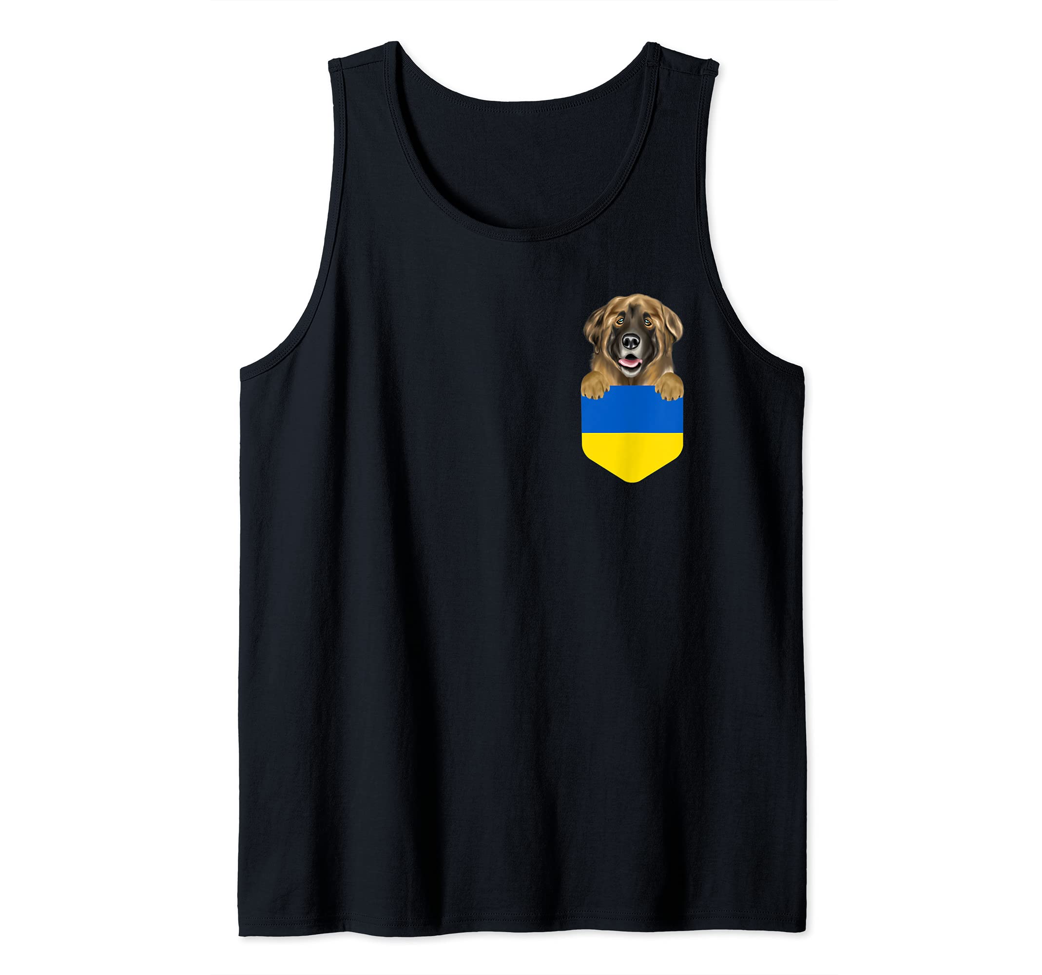 Ukraine Flag Leonberger Dog In Pocket Tank Top