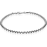 LeCalla Solid 925 Sterling Silver Italian Box Chain Bracelets for Men | Classic 3.5MM Minimalist Silver Bracelets (7.5, 8, 8.5, 9 Inches), Made in Italy