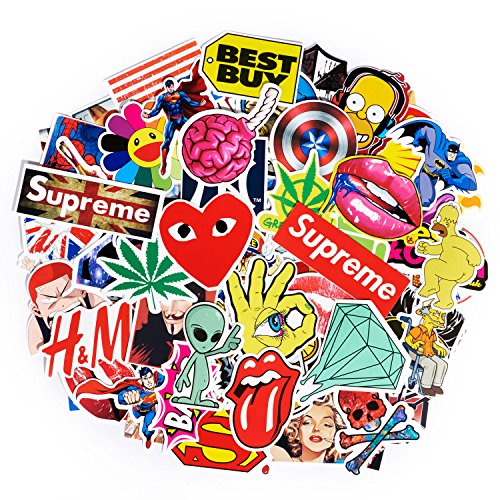 SuprCool Waterproof Vinyl Stickers (100PCS Non-Random) For Laptop Pad Mac Bicycle Car Bumper Motorcycle Cellphone Skateboard Luggage Travel Case (Model-A 100pcs for teens)