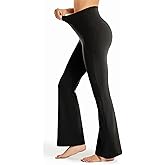 Maxbee Flare Yoga Pants with Pockets for Women, V Crossover Flare Leggings Tummy Control, High Waist Bootcut Yoga Leggings