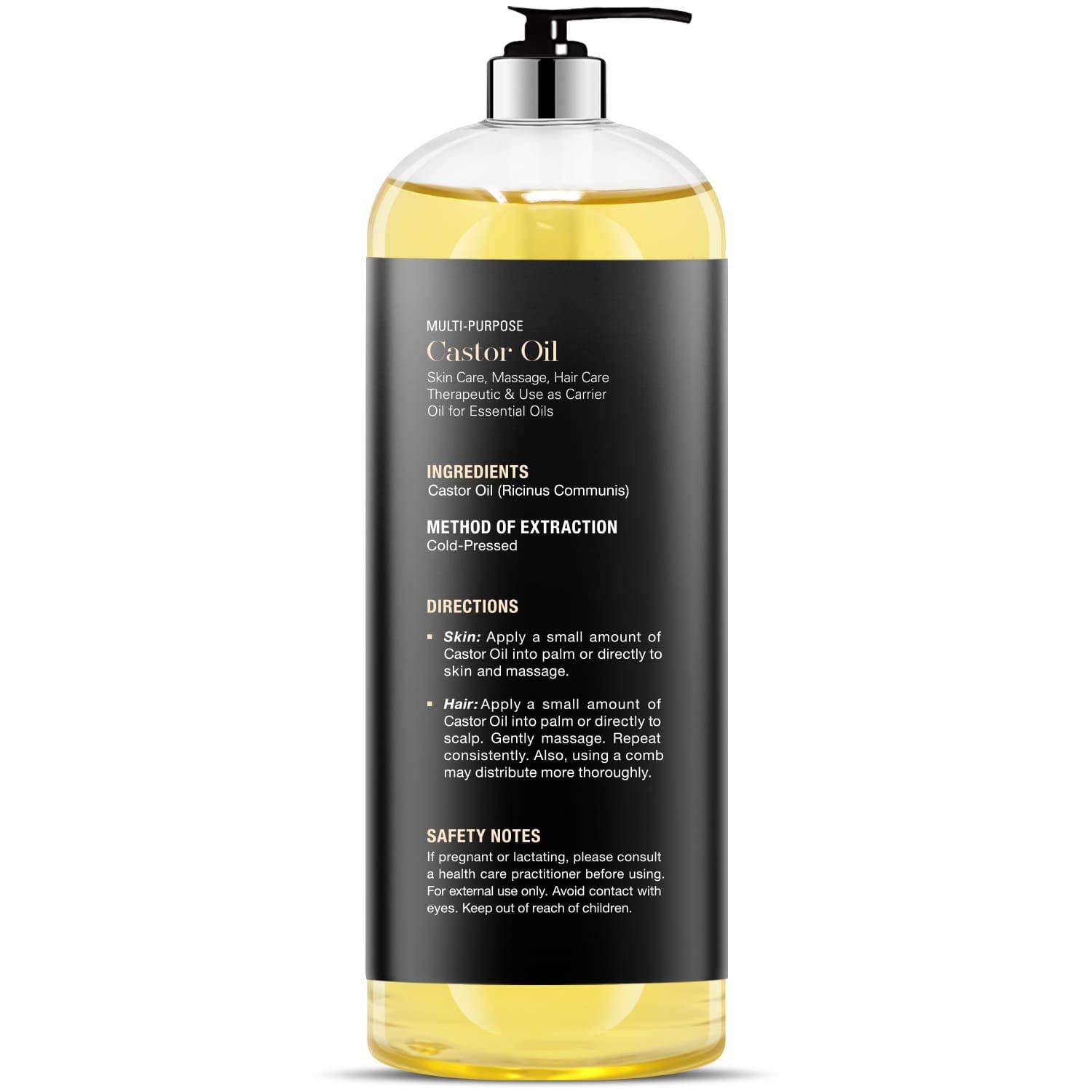 Majestic Pure Castor Oil, 100% Natural Wonder Oil with Numerous Hair, Scalp, Skin and Nails Benefits - Packaging May Vary- 16 fl oz : Beauty