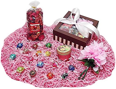 Aromatics Easter or Mothers Day Gift Basket Box - Lindt Lindor Gourmet Chocolate Truffles, Candle, Potpourri &amp; Floral Accent (C)