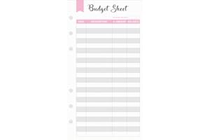 FAN&RAN Set of 180 Sheets Expense Tracker, 6-Hole Punched Budget Sheets for A6 Planner Binder, 3 3/4" x 6 3/4"