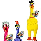 JA-RU Rubber Screaming Chicken Toy (1 Chicken Assorted) Squeaky Noise Maker Prank Toys for Kids. Funny & Annoying Gag Gifts. 
