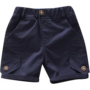 Toddler Baby Boys Bermuda Cargo Shorts Kids Button Baggy Elastic Waist Short Pants Trendy Y2K Shorts with Pockets