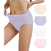 WiWi Women's Modal Briefs Mid Waist Brief Breathable Seamless Underwear Full Coverage Ladies Panties 4 Pack S-XXL