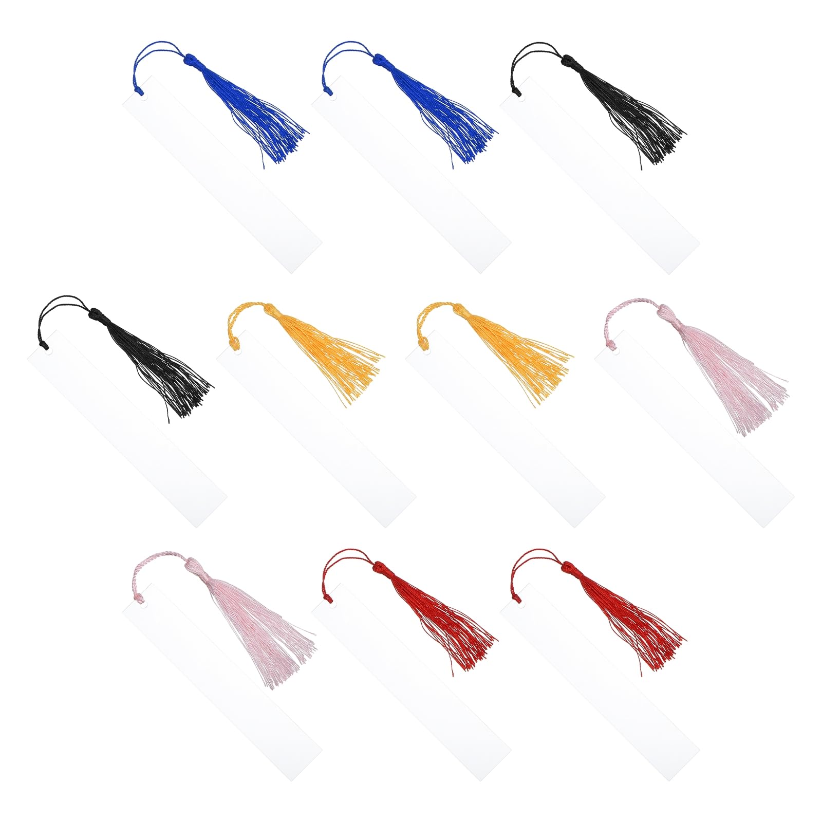 PATIKIL 5.5" x 1" Blank Acrylic Bookmark, 10 Pack Heat Transfer Rectangle Clear Book Marks Page Markers with 5 Colors Tassel for Women Book Lover DIY Gift