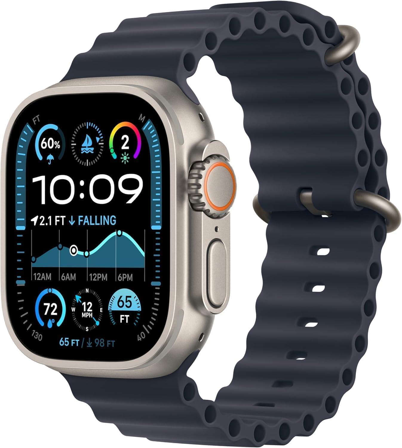 Photo 1 of Apple Watch Ultra 2 [GPS + Cellular, 49mm] - Titanium Case with Blue Ocean Band, One Size (Renewed Premium)