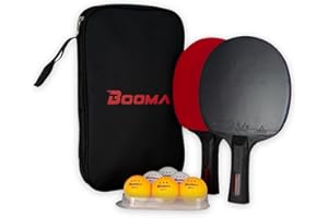BOOMA Ping Pong Paddle Set | Table Tennis Rackets | 3-Star Ping Pong Balls | Storage Case | Table Tennis Paddles & Game Acces