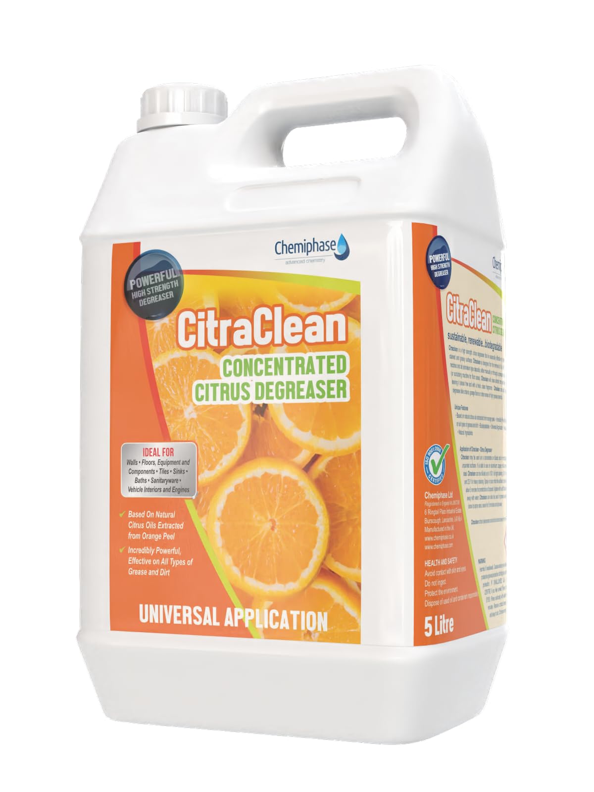 Citraclean Concentrated Orange Citrus Degreaser – Heavy-Duty Degreaser for Oil, Grease & Dirt – Non-Caustic, Biodegradable, Fresh Citrus Scent – Safe for Floors, Equipment, Vehicles, Walls - 5 Litres