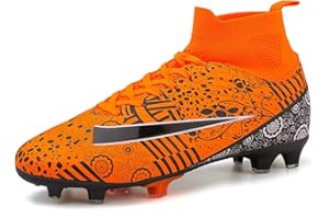DimaiGlobal Kids Soccer Cleats Boys Youth Girls High-Top Trainning Firm Ground Soccer Shoes Athletics Outdoor Football Shoes Sneakers