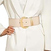 WHIPPY Women Wide Elastic Waist Belt for Dresses Fashion Gold Buckle Stretchy Leather Waistband for Ladies