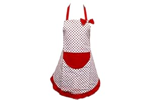 Hyzrz Lovely Lady Red Dot Kitchen Flirty Canvas Restaurant Cake Funny Aprons for Women Chef Bib Gift