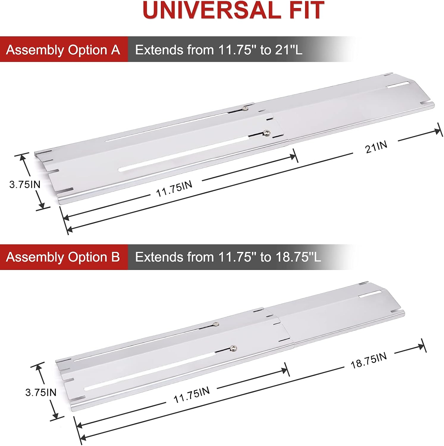 Universal Grill Heat Plates Heat Tents Heat Shields for Gas Grill, Adjustable Barbecue BBQ Grill Flame Tamers Burner Covers Heat Deflectors, Stainless Steel Gas Grill Replacement Parts, 5-Pack : Garden & Outdoor