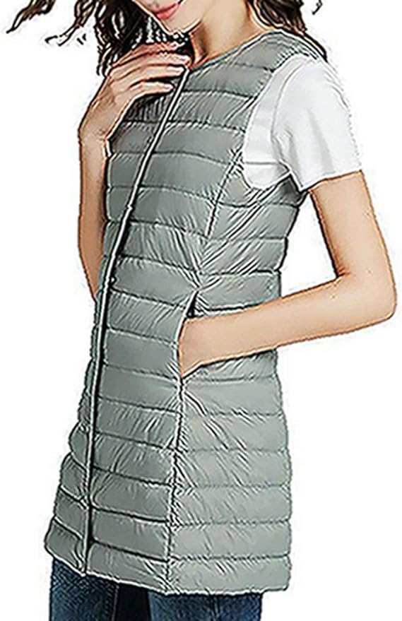 Amazon ダウン ベスト 軽い 暖かい レディース ライト インナーダウン ベスト ロング丈 ダウンジャケット レディース ロングコート インナーダウン 登山 軽量 防寒 防風 秋冬春 ファッション あったか ノースリーブ アウター ベスト 通販