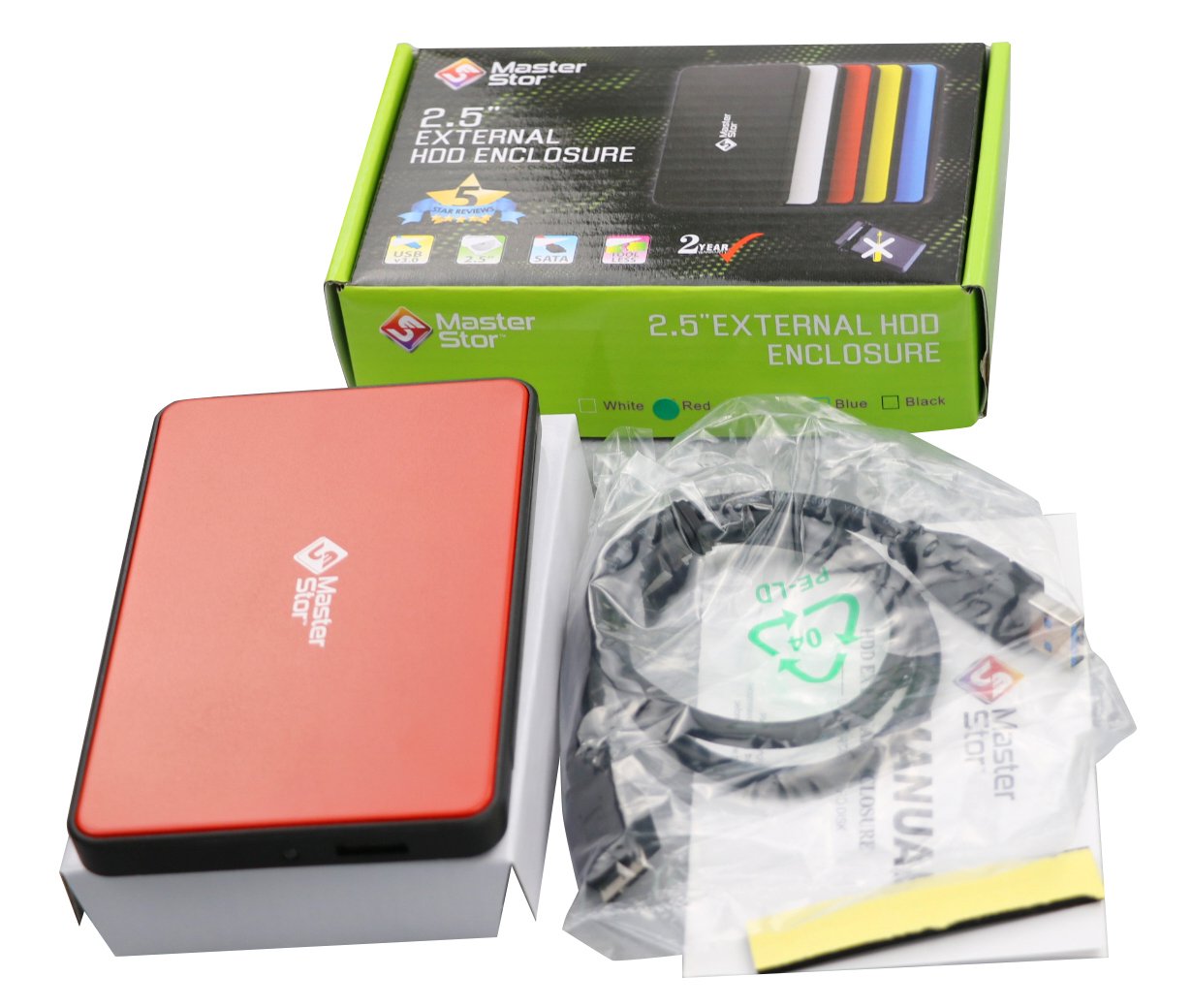 MasterStor 500GB One touch Backup Hard drive 2.5-inch SATA External Hard Drive USB 3.0 Portable External Hard Disk Super-Fast Laptop And PC Hard Drive Red