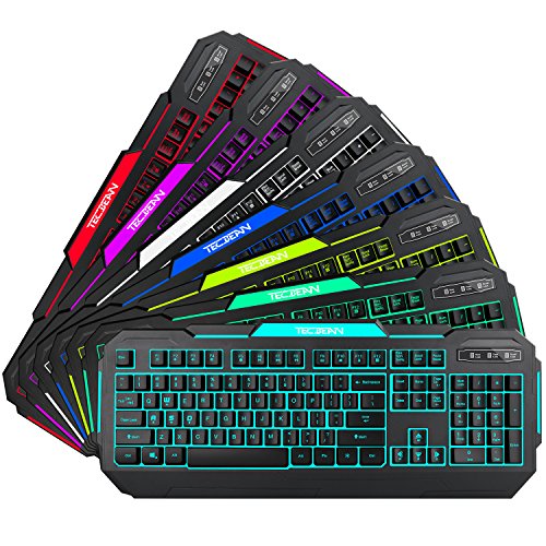 Tech Com Keyboard TEC.BEAN 7 Colors LED Backlit Gaming Keyboard USB Wired ...
